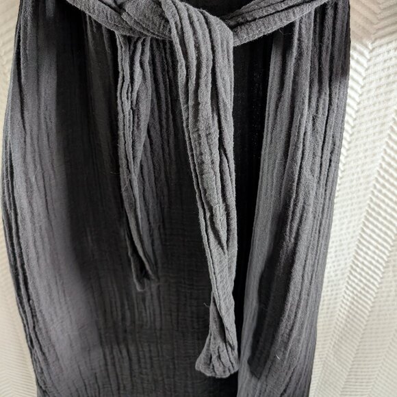 Zara Black Cotton Gauze Midi Dress with Slits and Back Tie Size Small Minimalist - Picture 11 of 12